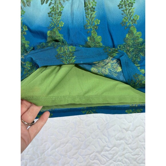 Axcess Liz Claiborne Green Blue Ombré Sheer Layered Short Sleeve Blouse size xl - Picture 5 of 5